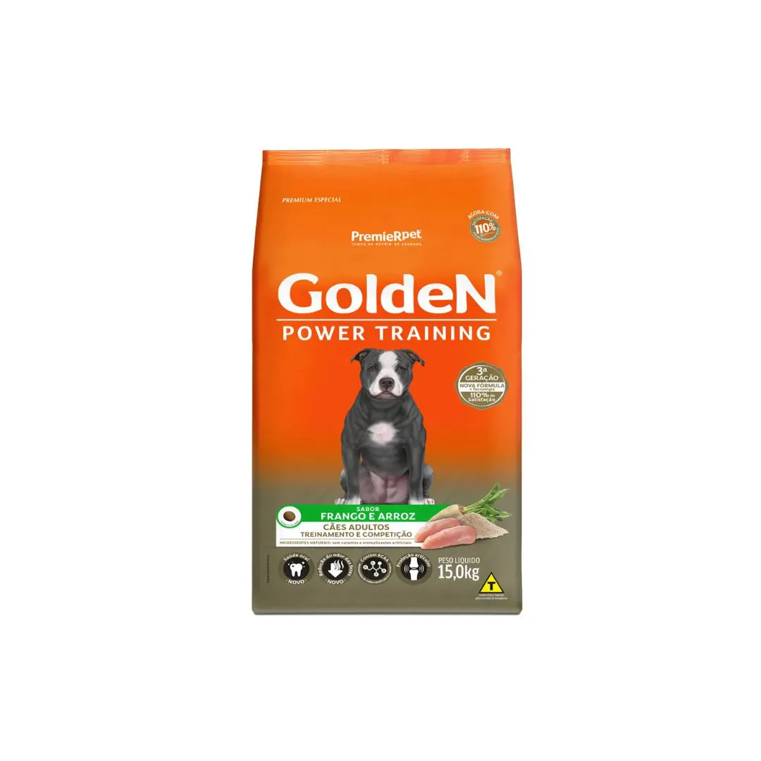Ração Golden Power Training Cães Adultos Frango e Arroz 15 kg