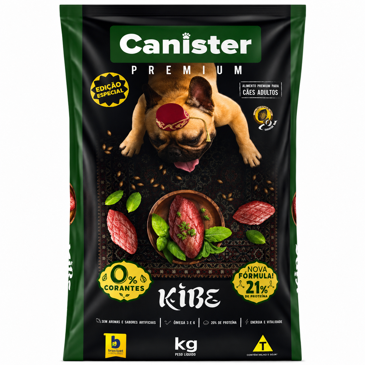 Ração Canister Premium Cão Adulto Kibe 15kg