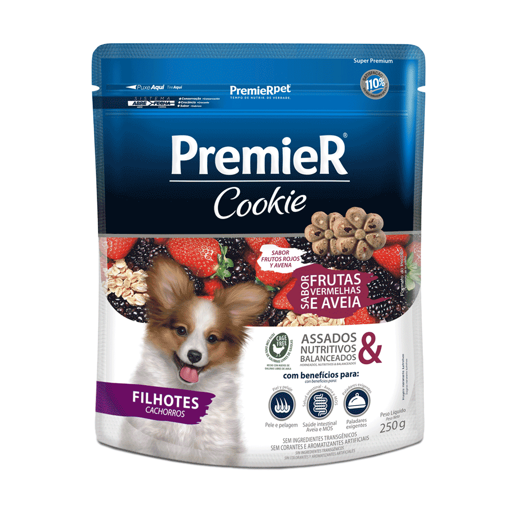Cookie Premier Cães Filhotes Frutas Vermelhas e Aveia 250g