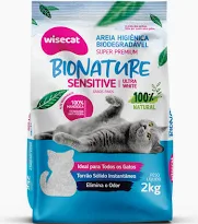 Areia Higiênica Wisecat Bionature para Gatos 2kg