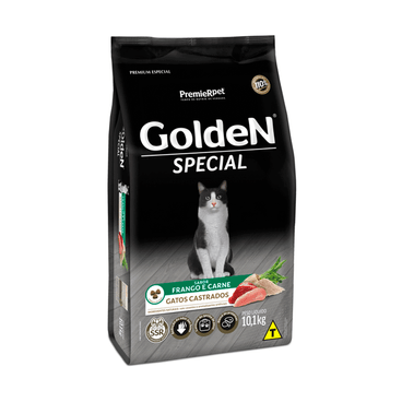 Ração Golden Gatos Special Adultos Castrados Frango e Carne 10,1 kg
