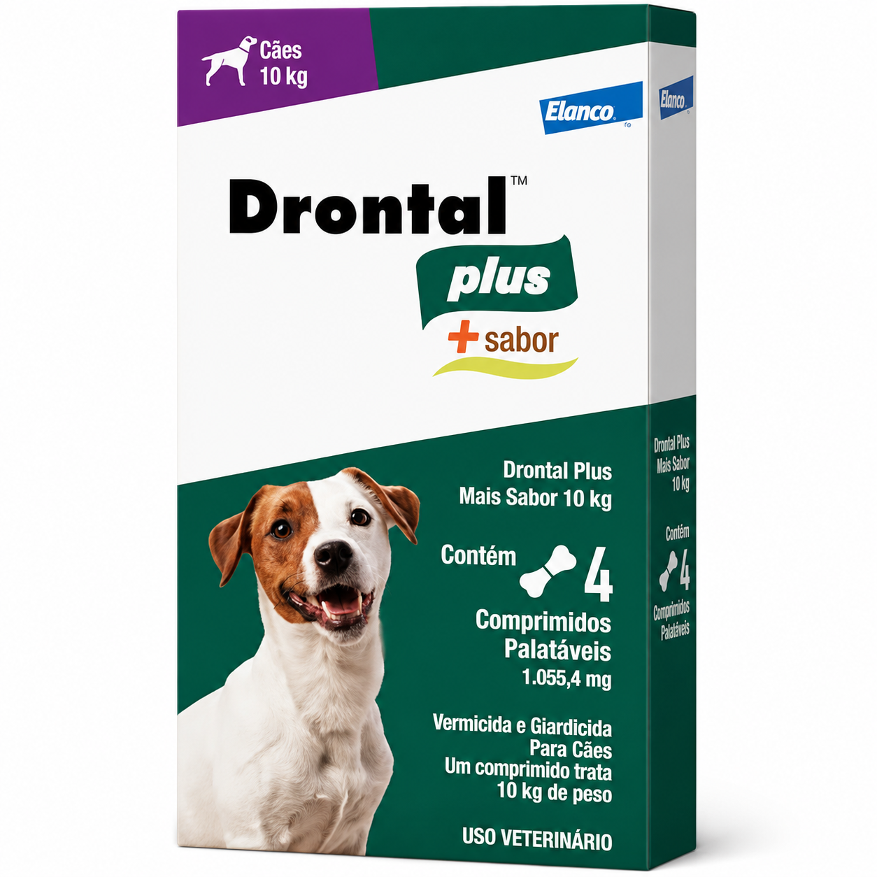 Vermífugo Drontal Plus Sabor Carne para Cães até 10Kg - 4 Comprimidos