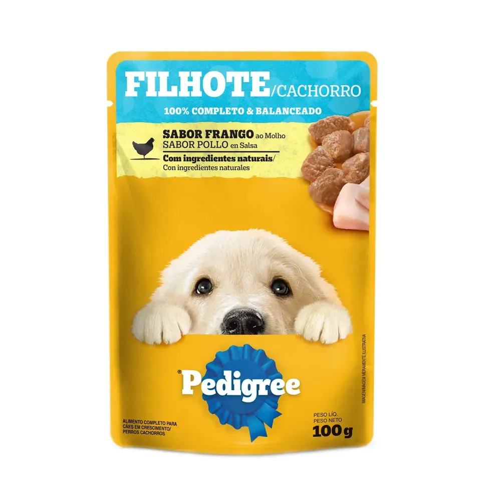 Ração Úmida Pedigree Sachê Cães Filhotes Frango ao Molho 100g
