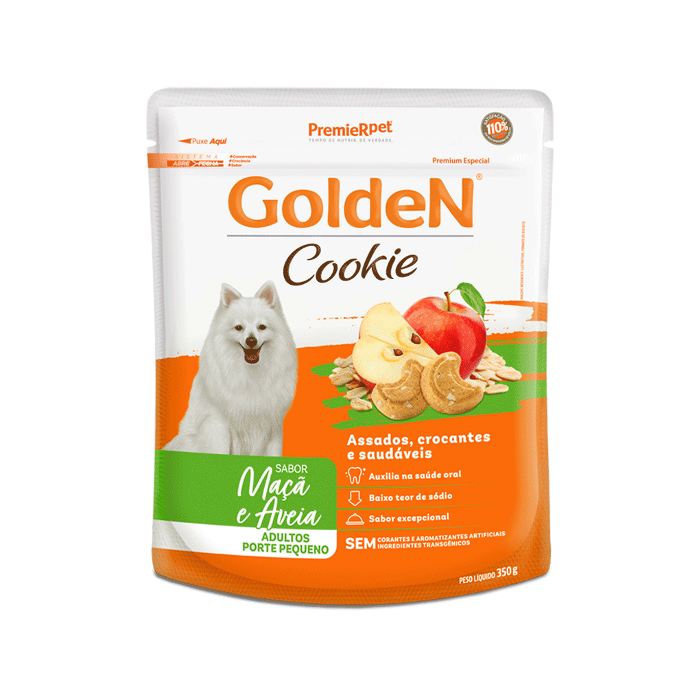 Cookie Golden Cães Adultos Porte Pequeno Maçã e Aveia 350g
