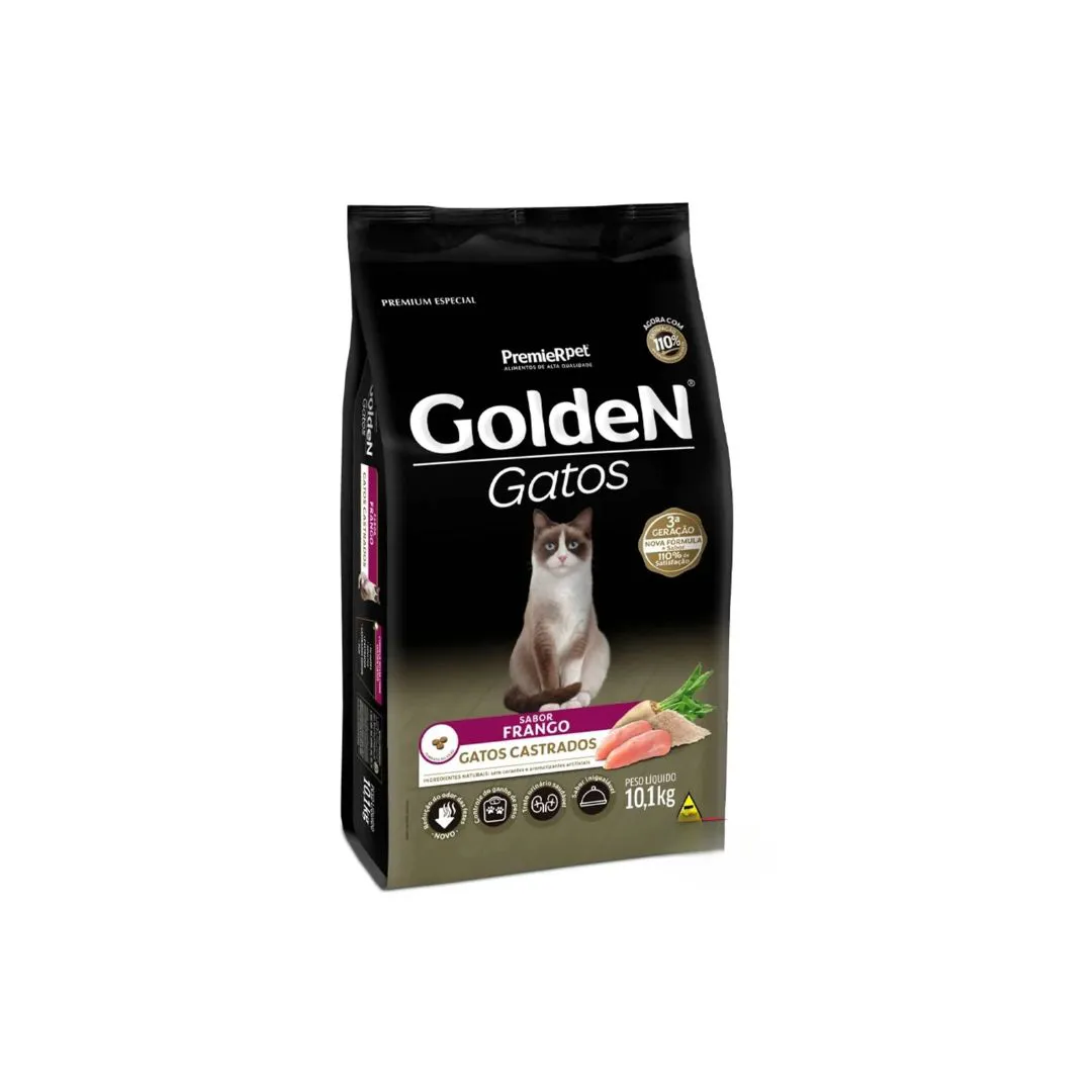 Ração Golden Gatos Castrados Frango 10,1 kg
