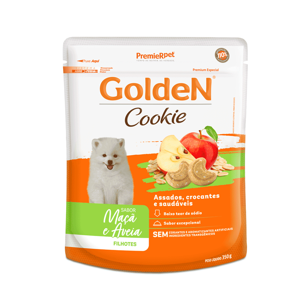 Cookie Golden Cães Filhotes Maçã e Aveia 350g