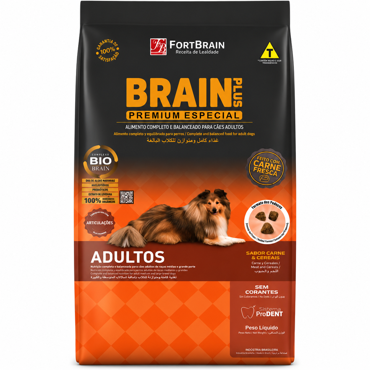 Ração Brain Plus Original Adulto Raças Médias e Grandes Carne e Cereais 20kg