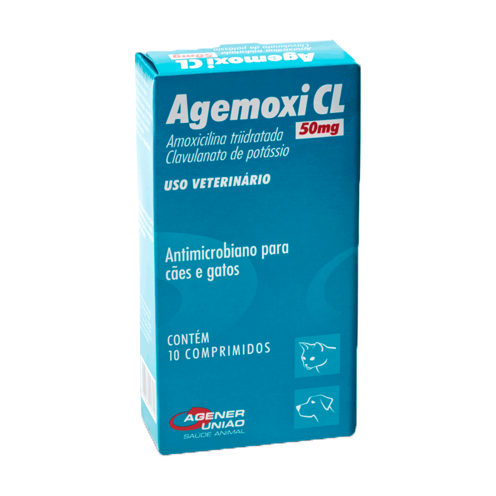 Antimicrobiano Agemoxi CL 50mg Cães e Gatos 10 comprimidos