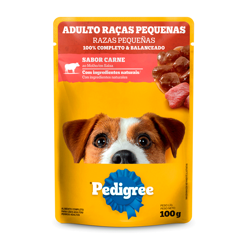 Ração Úmida Pedigree Sachê Cães Adultos Raças Pequenas Carne ao Molho 100g