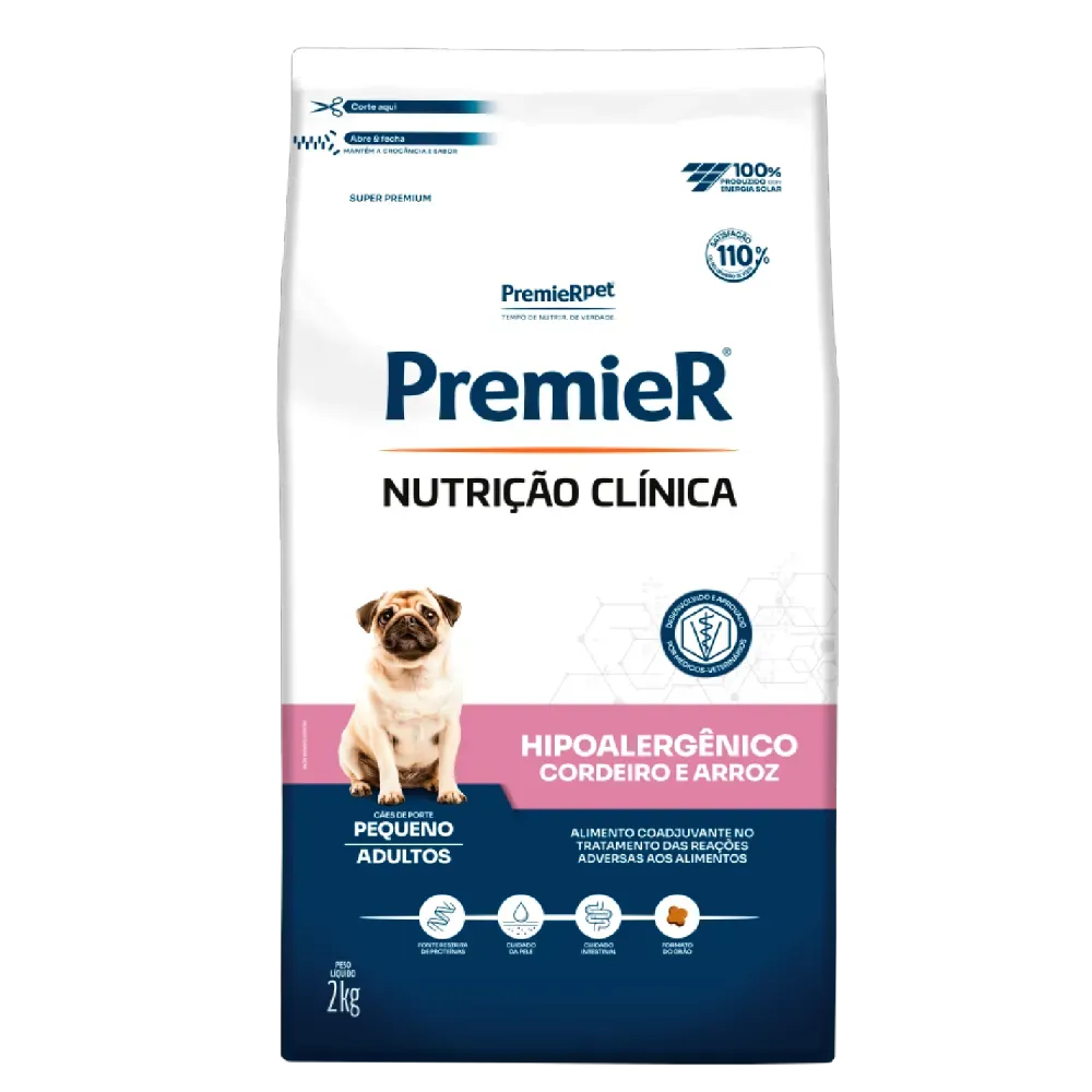 Ração Premier Nutrição Clínica Hipoalergênico Cães Pequeno Porte Cordeiro e Arroz 2kg