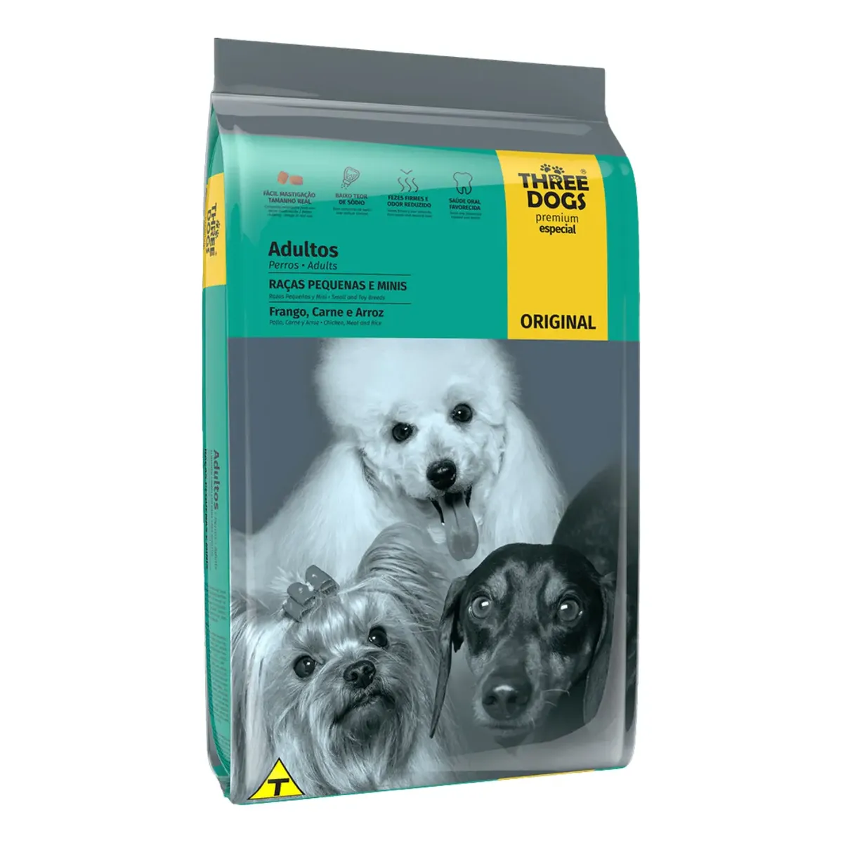 Ração Three Dogs Original Adulto Raças Pequenas e Mini Frango, Carne e Arroz 10,1kg