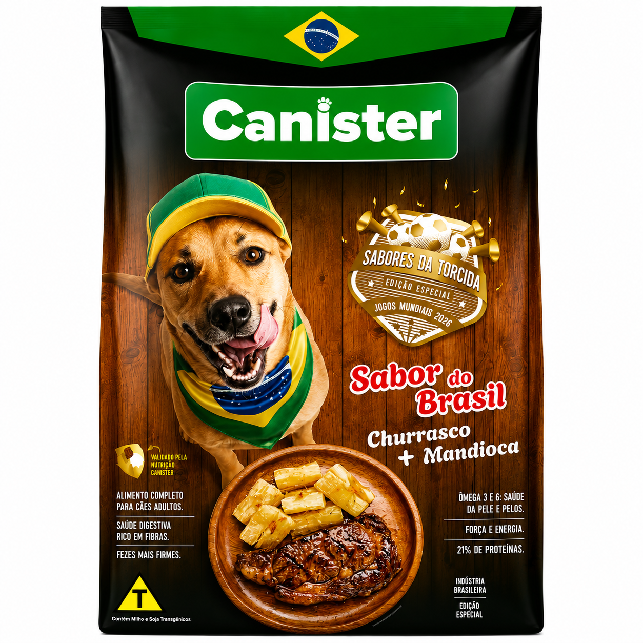Ração Canister Premium Cão Adulto Churrasco e Mandioca 25kg